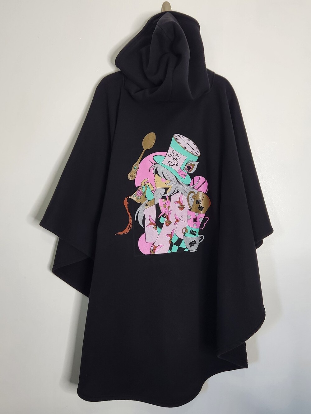 Cloak Alice In Wonderland Mad Hatter Tea Party Zip Up Hooded Cloak Cape One Size